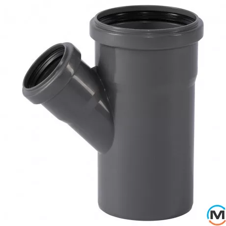 Тройник канализационный Ostendorf HT-Safe 90/50*45˚, Вид канализации: Внутренняя, Тип канализации: Простая, Градус (град.): 45, Модификация: 90/50х45, Цвет: Темно-серый, Диаметр (мм): 90, Материал: Полипропилен PPR, фото 