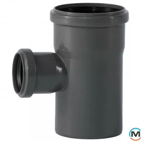 Трійник каналізаційний Ostendorf HT-Safe 90/50*87˚, Вид каналізації: Внутрішня, Тип каналізації: Проста, Градус (град.): 90, Модифікація: 90/50х87, Колір: Темно-сірий, Діаметр (мм): 90, Матеріал: Поліпропілен PPR, фото 