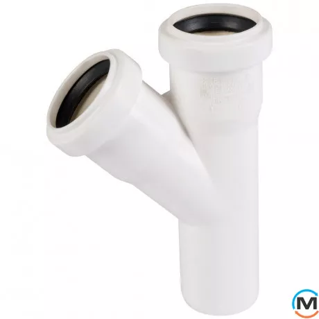 Тройник канализационный Ostendorf HT-Safe white 40/40*45˚, Вид канализации: Внутренняя, Тип канализации: Простая, Градус (град.): 45, Модификация: 40/40х45, Цвет: Белый, Диаметр (мм): 40, Материал: Полипропилен PPR, фото 