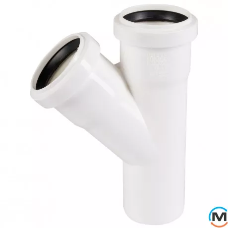 Тройник канализационный Ostendorf HT-Safe white 50/50*45˚, Вид канализации: Внутренняя, Тип канализации: Простая, Градус (град.): 45, Модификация: 50/50х45, Цвет: Белый, Диаметр (мм): 50, Материал: Полипропилен PPR, фото 