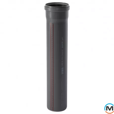 Труба канализационная Ostendorf HT-Safe 110*1000, Вариант: С раструбом, Вид канализации: Внутренняя, Тип канализации: Простая, Цвет: Темно-серый, Диаметр (мм): 100, Толщина стенки (мм): 2.7, Длина (мм): 1000, Материал: Полипропилен PPR, фото 