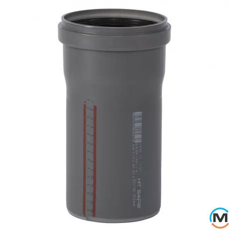 Труба каналізаційна Ostendorf HT-Safe 110*150, Варіант: З розтрубом, Вид каналізації: Внутрішня, Тип каналізації: Проста, Колір: Темно-сірий, Діаметр (мм): 100, Товщина стінки (мм): 2.7, Довжина (мм): 150, Матеріал: Поліпропілен PPR, фото 