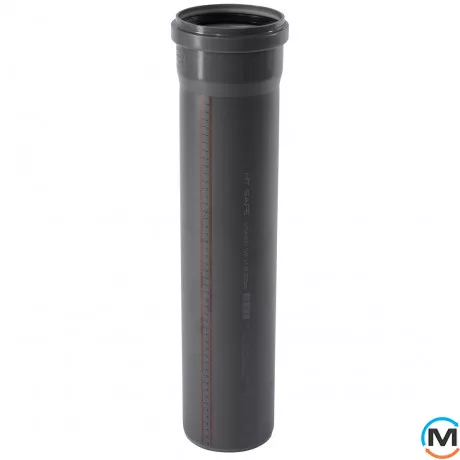 Труба каналізаційна Ostendorf HT-Safe 125*1000, Варіант: З розтрубом, Вид каналізації: Внутрішня, Тип каналізації: Проста, Колір: Темно-сірий, Діаметр (мм): 125, Товщина стінки (мм): 3.1, Довжина (мм): 1000, Матеріал: Поліпропілен PPR, фото 
