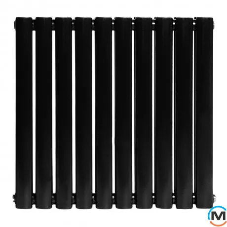 Горизонтальний дизайнерський радіатор ARTTIDESIGN Rimini II G 10/550/590/50 чорний матовий, Підключення радіатора: Нижнє, Виконання: Горизонтальний, Колір: Чорний, Висота (мм): 550, Кількість секцій: 10, Довжина (мм): 590, Кількість рядів: 2, фото , зображення 2