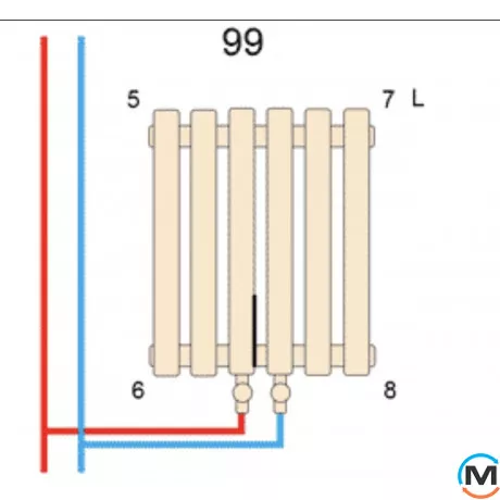 Горизонтальний дизайнерський радіатор ARTTIDESIGN Rimini II G 10/550/590/50 чорний матовий, Підключення радіатора: Нижнє, Виконання: Горизонтальний, Колір: Чорний, Висота (мм): 550, Кількість секцій: 10, Довжина (мм): 590, Кількість рядів: 2, фото , зображення 8