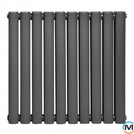 Горизонтальный дизайнерский радиатор ARTTIDESIGN Rimini II G 10/550/590/50 серый матовый, Подключение радиатора: Нижнее, Исполнение: Горизонтальный, Цвет: Серый, Высота (мм): 550, Кол-во секций: 10, Длина (мм): 590, Количество рядов: 2, фото , изображение 2