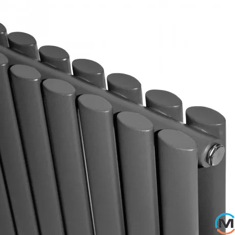 Горизонтальный дизайнерский радиатор ARTTIDESIGN Rimini II G 10/550/590/50 серый матовый, Подключение радиатора: Нижнее, Исполнение: Горизонтальный, Цвет: Серый, Высота (мм): 550, Кол-во секций: 10, Длина (мм): 590, Количество рядов: 2, фото , изображение 3