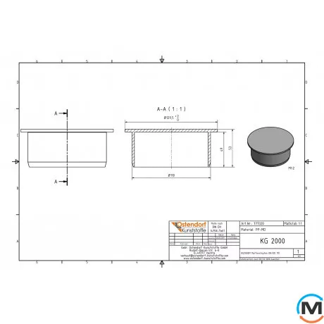 Заглушка канализационная Ostendorf KG2000M 100 мм, Диаметр (мм): 100, фото , изображение 2