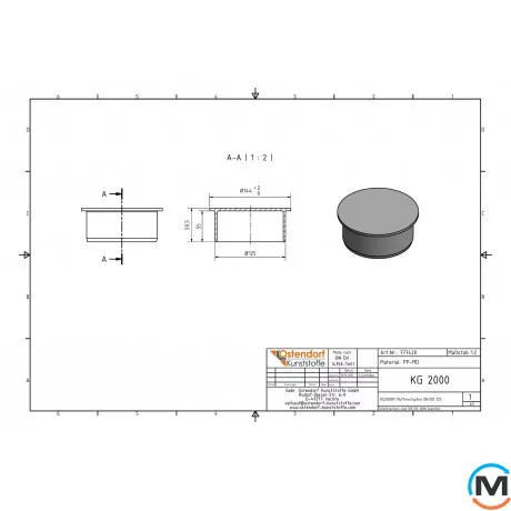 Заглушка канализационная Ostendorf KG2000M 125 мм, Диаметр (мм): 125, фото , изображение 2