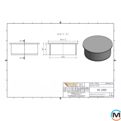 Заглушка каналізаційна Ostendorf KG2000M 200 мм, Діаметр (мм): 200, фото , зображення 2