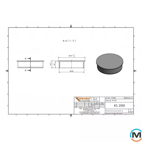 Заглушка канализационная Ostendorf KG2000M 400 мм, Диаметр (мм): 400, фото , изображение 2