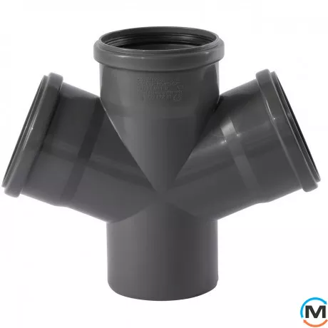 Крестовина канализационная Ostendorf HT-Safe 110/110*67˚, Вариант: 110/110х67, Вид канализации: Внутренняя, Тип канализации: Простая, Градус (град.): 67, Исполнение: Одноплоскостная, Диаметр (мм): 100, Материал: Полипропилен PPR, фото 