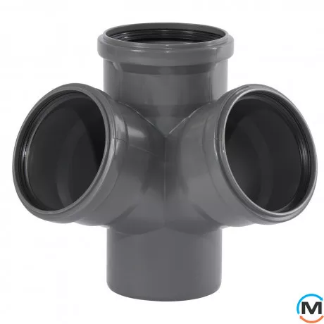 Крестовина канализационная Ostendorf HT-Safe 2-х пл. 110/110*67˚, Вариант: 110/110х67, Вид канализации: Внутренняя, Тип канализации: Простая, Градус (град.): 67, Исполнение: Двухплоскостная, Диаметр (мм): 100, Материал: Полипропилен PPR, фото 