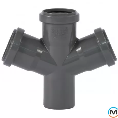 Крестовина канализационная Ostendorf HT-Safe 50/50*67˚, Вариант: 50/50х67, Вид канализации: Внутренняя, Тип канализации: Простая, Градус (град.): 67, Исполнение: Одноплоскостная, Диаметр (мм): 50, Материал: Полипропилен PPR, фото 