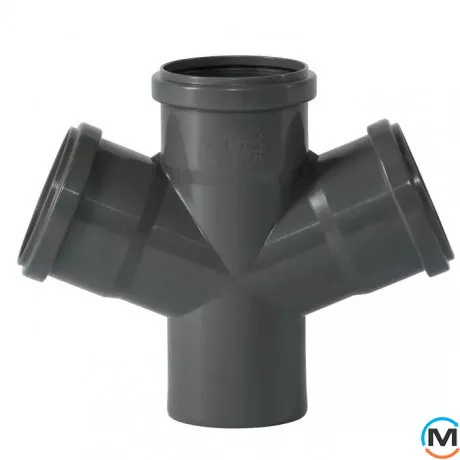 Крестовина канализационная Ostendorf HT-Safe 75/75*67˚, Вариант: 75/75х67, Вид канализации: Внутренняя, Тип канализации: Простая, Градус (град.): 67, Исполнение: Одноплоскостная, Диаметр (мм): 75, Материал: Полипропилен PPR, фото 