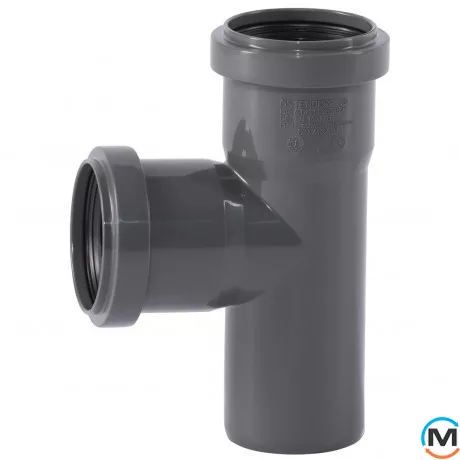 Тройник Ostendorf 50/50*87˚, Вид канализации: Внутренняя, Тип канализации: Простая, Градус (град.): 90, Модификация: 50/50х87, Цвет: Темно-серый, Диаметр (мм): 50, Материал: Полипропилен PPR, фото 