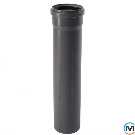 Труба каналізаційна Ostendorf HT-Safe 125*500, Варіант: З розтрубом, Вид каналізації: Внутрішня, Тип каналізації: Проста, Колір: Темно-сірий, Діаметр (мм): 125, Товщина стінки (мм): 3.1, Довжина (мм): 500, Матеріал: Поліпропілен PPR, фото 