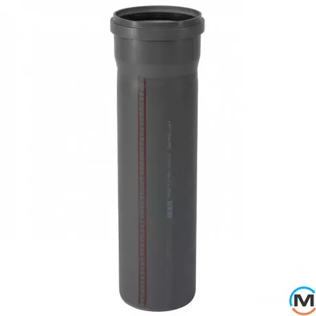 Труба канализационная Ostendorf HT-Safe 160*1500, Вариант: С раструбом, Вид канализации: Внутренняя, Тип канализации: Простая, Цвет: Темно-серый, Диаметр (мм): 160, Толщина стенки (мм): 3.9, Длина (мм): 1500, Материал: Полипропилен PPR, фото 