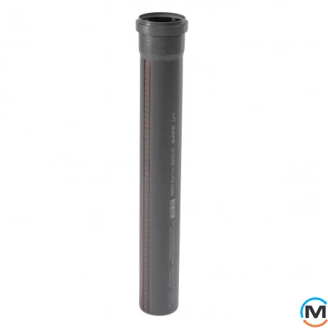 Труба каналізаційна Ostendorf HT-Safe 75*2000, Варіант: З розтрубом, Вид каналізації: Внутрішня, Тип каналізації: Проста, Колір: Темно-сірий, Діаметр (мм): 75, Товщина стінки (мм): 1.9, Довжина (мм): 2000, Матеріал: Поліпропілен PPR, фото 