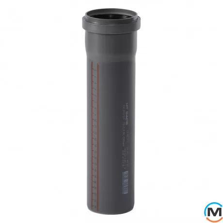 Труба каналізаційна Ostendorf HT-Safe 75*250, Варіант: З розтрубом, Вид каналізації: Внутрішня, Тип каналізації: Проста, Колір: Темно-сірий, Діаметр (мм): 75, Товщина стінки (мм): 1.9, Довжина (мм): 250, Матеріал: Поліпропілен PPR, фото 