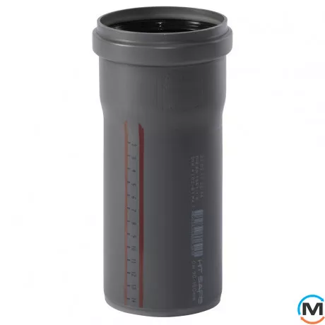 Труба каналізаційна Ostendorf HT-Safe 90*150, Варіант: З розтрубом, Вид каналізації: Внутрішня, Тип каналізації: Проста, Колір: Темно-сірий, Діаметр (мм): 90, Товщина стінки (мм): 2.2, Довжина (мм): 150, Матеріал: Поліпропілен PPR, фото 