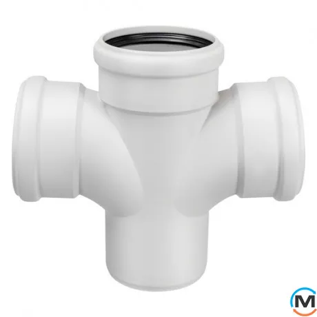 Хрестовина каналізаційна Ostendorf Skolan db 110/110х87, Варіант: 100/100х87, Вид каналізації: Внутрішня, Тип каналізації: Безшумна, Градус (град.): 90, Виконання: Одноплощинна, Діаметр (мм): 100, Матеріал: Поліпропілен PPR, фото 