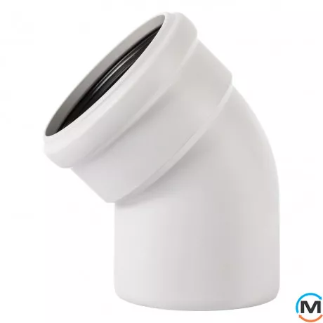 Коліно каналізаційне Ostendorf Skolan db 110х45, Вид каналізації: Внутрішня, Тип каналізації: Безшумна, Градус (град.): 45, Колір: Світло сірий, Діаметр (мм): 100, Матеріал: Поліпропілен PPR, фото 