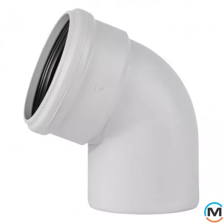 Колено канализационное Ostendorf Skolan db 110х67, Вид канализации: Внутренняя, Тип канализации: Бесшумная, Градус (град.): 67, Цвет: Светло-серый, Диаметр (мм): 100, Материал: Полипропилен PPR, фото 