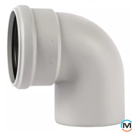 Коліно каналізаційне Ostendorf Skolan db 110х87, Вид каналізації: Внутрішня, Тип каналізації: Безшумна, Градус (град.): 90, Колір: Світло сірий, Діаметр (мм): 100, Матеріал: Поліпропілен PPR, фото 
