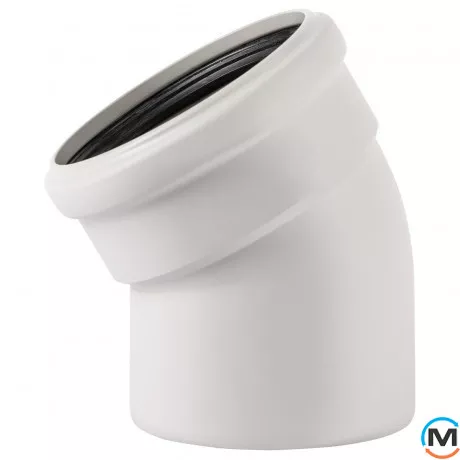 Колено канализационное Ostendorf Skolan db 125х30, Вид канализации: Внутренняя, Тип канализации: Бесшумная, Градус (град.): 30, Цвет: Светло-серый, Диаметр (мм): 125, Материал: Полипропилен PPR, фото 