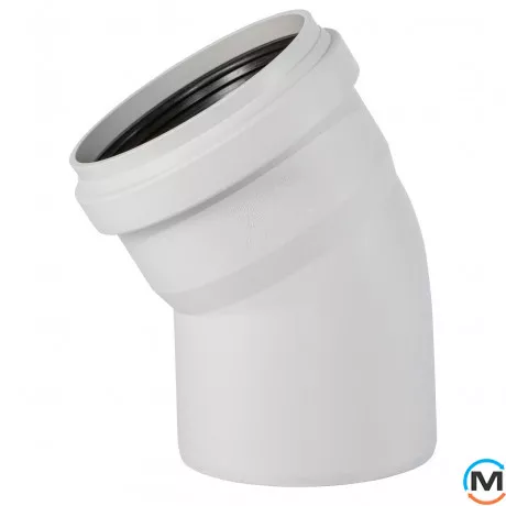 Колено канализационное Ostendorf Skolan db 150х30, Вид канализации: Внутренняя, Тип канализации: Бесшумная, Градус (град.): 30, Цвет: Светло-серый, Диаметр (мм): 150, Материал: Полипропилен PPR, фото 