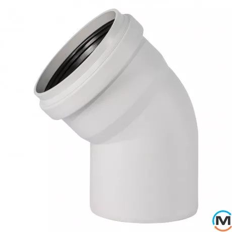 Коліно каналізаційне Ostendorf Skolan db 150х45, Вид каналізації: Внутрішня, Тип каналізації: Безшумна, Градус (град.): 45, Колір: Світло сірий, Діаметр (мм): 150, Матеріал: Поліпропілен PPR, фото 