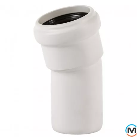 Колено канализационное Ostendorf Skolan db 58х15, Вид канализации: Внутренняя, Тип канализации: Бесшумная, Градус (град.): 15, Цвет: Светло-серый, Диаметр (мм): 50, Материал: Полипропилен PPR, фото 
