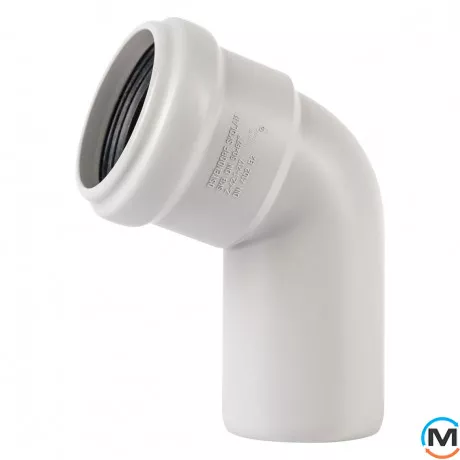 Колено канализационное Ostendorf Skolan db 58х67, Вид канализации: Внутренняя, Тип канализации: Бесшумная, Градус (град.): 67, Цвет: Светло-серый, Диаметр (мм): 50, Материал: Полипропилен PPR, фото 