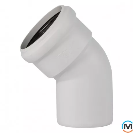 Колено канализационное Ostendorf Skolan db 75х45, Вид канализации: Внутренняя, Тип канализации: Бесшумная, Градус (град.): 45, Цвет: Светло-серый, Диаметр (мм): 75, Материал: Полипропилен PPR, фото 