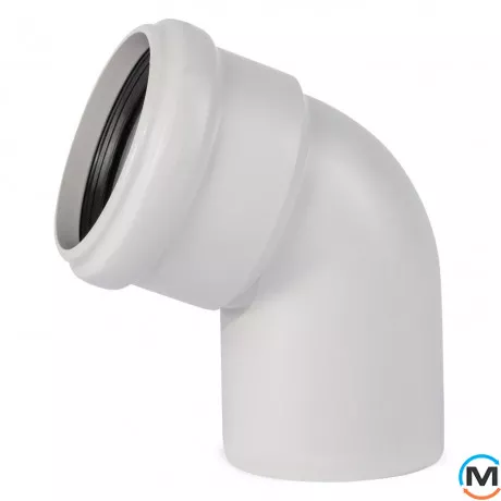 Колено канализационное Ostendorf Skolan db 75х67, Вид канализации: Внутренняя, Тип канализации: Бесшумная, Градус (град.): 67, Цвет: Светло-серый, Диаметр (мм): 75, Материал: Полипропилен PPR, фото 