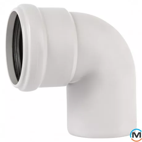Колено канализационное Ostendorf Skolan db 75х87, Вид канализации: Внутренняя, Тип канализации: Бесшумная, Градус (град.): 90, Цвет: Светло-серый, Диаметр (мм): 75, Материал: Полипропилен PPR, фото 