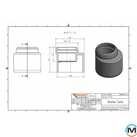 Редукция канализационная Ostendorf Skolan db 90/58, Вариант: Обычная, Вид канализации: Внутренняя, Тип канализации: Бесшумная, Модификация: 90/50, Исполнение: Для Skolan db, Цвет: Светло-серый, Диаметр (мм): 90, Материал: Полипропилен PPR, фото , изображение 2
