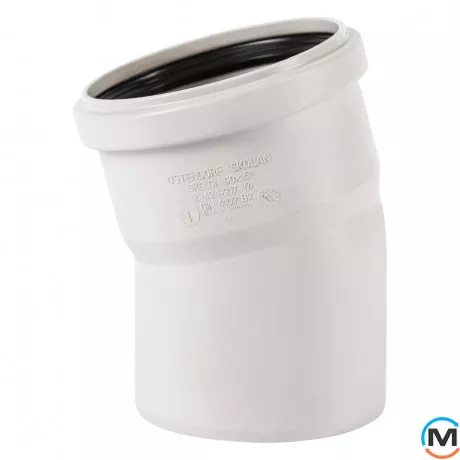 Колено канализационное Ostendorf Skolan db 90х15, Вид канализации: Внутренняя, Тип канализации: Бесшумная, Градус (град.): 15, Цвет: Светло-серый, Диаметр (мм): 90, Материал: Полипропилен PPR, фото 