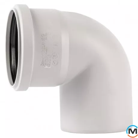 Колено канализационное Ostendorf Skolan db 90х87, Вид канализации: Внутренняя, Тип канализации: Бесшумная, Градус (град.): 90, Цвет: Светло-серый, Диаметр (мм): 90, Материал: Полипропилен PPR, фото 