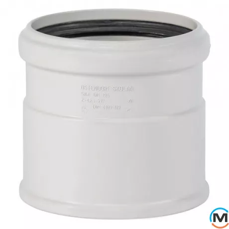 Муфта канализационная Ostendorf Skolan db Надвижная 125, Вариант: Надвижная, Вид канализации: Внутренняя, Тип канализации: Бесшумная, Цвет: Светло-серый, Диаметр (мм): 125, Материал: Полипропилен PPR, фото 
