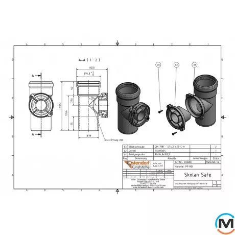 Ревизия канализационная Ostendorf Skolan db 75, Вид канализации: Внутренняя, Тип канализации: Бесшумная, Диаметр (мм): 75, Материал: Полипропилен PPR, фото , изображение 2