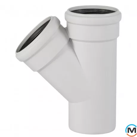 Трійник каналізаційний Ostendorf Skolan db 110/110х45, Вид каналізації: Внутрішня, Тип каналізації: Безшумна, Градус (град.): 45, Модифікація: 100/100х45, Колір: Світло сірий, Діаметр (мм): 100, Матеріал: Поліпропілен PPR, фото 