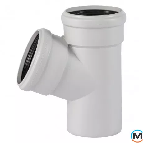 Тройник канализационный Ostendorf Skolan db 110/110х67, Вид канализации: Внутренняя, Тип канализации: Бесшумная, Градус (град.): 67, Модификация: 100/100х67, Цвет: Светло-серый, Диаметр (мм): 100, Материал: Полипропилен PPR, фото 