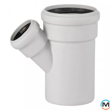 Тройник канализационный Ostendorf Skolan db 110/58х45, Вид канализации: Внутренняя, Тип канализации: Бесшумная, Градус (град.): 45, Модификация: 100/50х45, Цвет: Светло-серый, Диаметр (мм): 100, Материал: Полипропилен PPR, фото 