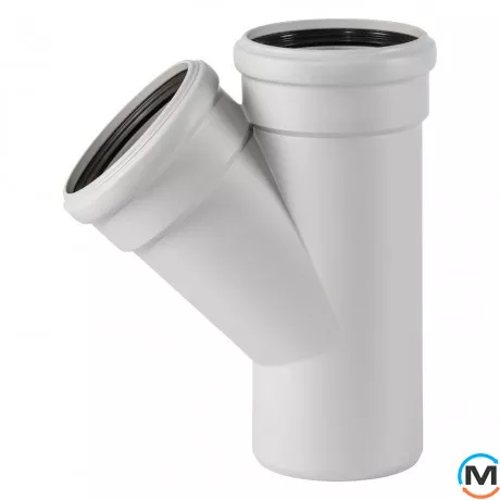 Тройник канализационный Ostendorf Skolan db 125/125х45, Вид канализации: Внутренняя, Тип канализации: Бесшумная, Градус (град.): 45, Модификация: 125/125х45, Цвет: Светло-серый, Диаметр (мм): 125, Материал: Полипропилен PPR, фото 