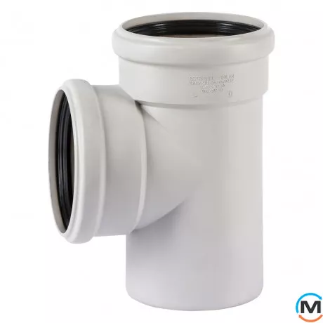 Тройник канализационный Ostendorf Skolan db 125/125х87, Вид канализации: Внутренняя, Тип канализации: Бесшумная, Градус (град.): 90, Модификация: 125/125х87, Цвет: Светло-серый, Диаметр (мм): 125, Материал: Полипропилен PPR, фото 