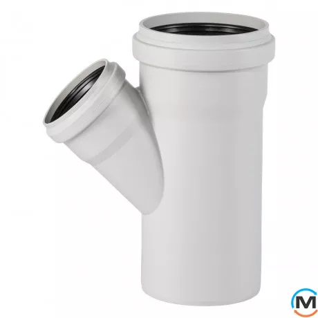 Тройник канализационный Ostendorf Skolan db 150/110х45, Вид канализации: Внутренняя, Тип канализации: Бесшумная, Градус (град.): 45, Модификация: 150/100х45, Цвет: Светло-серый, Диаметр (мм): 150, Материал: Полипропилен PPR, фото 