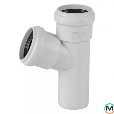 Тройник канализационный Ostendorf Skolan db 58/58х67, Вид канализации: Внутренняя, Тип канализации: Бесшумная, Градус (град.): 67, Модификация: 50/50х67, Цвет: Светло-серый, Диаметр (мм): 50, Материал: Полипропилен PPR, фото 