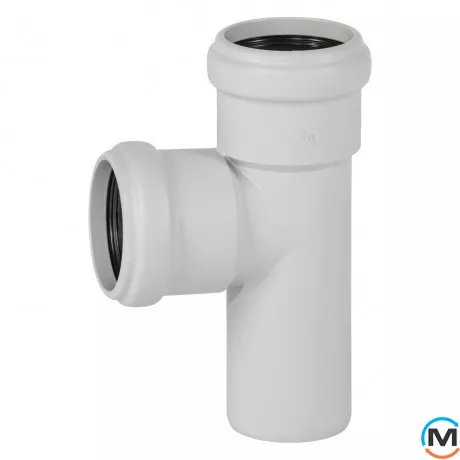 Тройник канализационный Ostendorf Skolan db 58/58х87, Вид канализации: Внутренняя, Тип канализации: Бесшумная, Градус (град.): 90, Модификация: 50/50х87, Цвет: Светло-серый, Диаметр (мм): 50, Материал: Полипропилен PPR, фото 